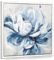 Hollyone Cuadros de lienzo de flores 32,5 x 32,5 cm, pintura al óleo con flores, arte de pared, pintura de pared moderna para dormitorio, pintado a mano, pintura de magnolia azul, lienzo para hotel