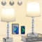 Nachttischlampe 2er Set, Kristall Nachttischlampe Touch Dimmbar für Schlafzimmer mit USB C+A Ladeanschlüssen, Tischlampen mit weißem Stoffschirm für Schlafzimmer Wohnzimmer Babyzimmer Büro