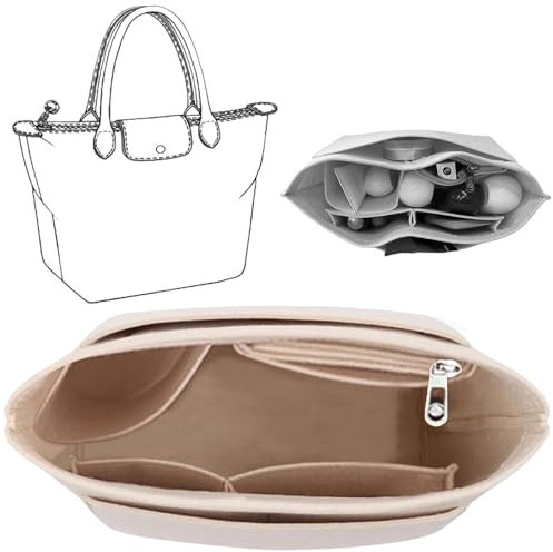 Generisch Taschen Organizer für Longchamp Tasche Damen, Felt Organizer Tasche (Beige, L)