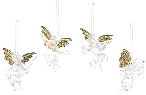 Klarer Engel-Baumschmuck - Weihnachtsbaum Klare Engelspuppen | Hängende Engel Aus Klarem Glas, Weihnachtsengel | Kleine Christbaumschmuck | 4 Stück Weihnachtsengel Zum Aufhängen, Weihnachtsbaumschmuck