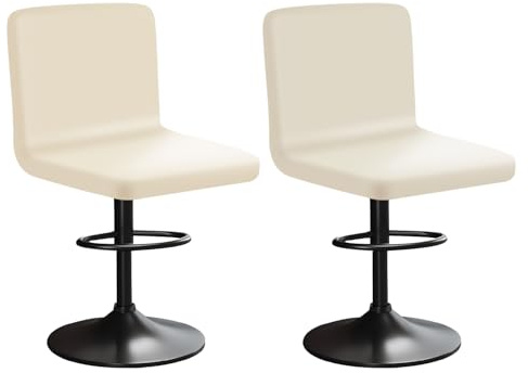 HuaLiSiJi Stretch Barhocker Stuhlhussen Bezüge Bezug Barhocker mit Lehne Samt Bar Stuhlhussen, Luxuriöser Stoff,Einer Weichen Textur, Dehnbar Knitterfrei Waschbar Staubdicht (2, Beige)