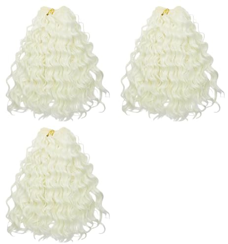 GOMAKERER 3 Stück Puppenperücke Puppe Kurzes Gewelltes Haar Künstliche Hochtemperaturseide Puppenperücke Nudeln Dauerwellen Frisur Lockige Frisur Zum Basteln Puppenperücken Gestalten Puppen Beige