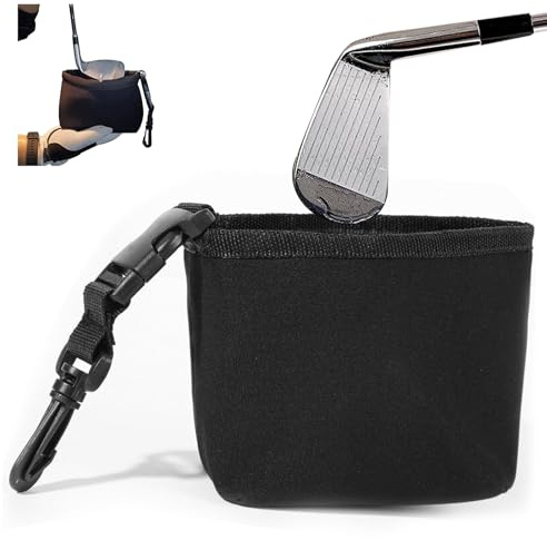 YONEEKSS Golf Club and Golf Ball Cleaning Bag, Cleaner Pouch Golf Ball Washer Pocket Wipe Cleaning Bag, Portable Golf Ball Matte Bag for Golf Accessories Storage, Compact & Portable for Travel, Black