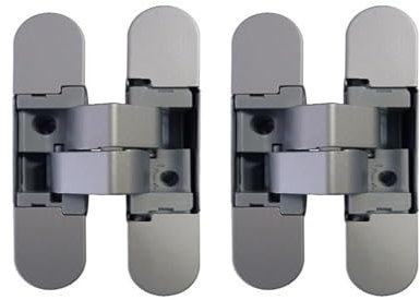Bricoleva.it Coppia Cerniere a Scomparsa Regolabile per Porte, Portata 40 kg ogni 2 Cerniere - 2 Cerniere per Porte - Ideale per Armadi e Mobili (Cromo Satinata)