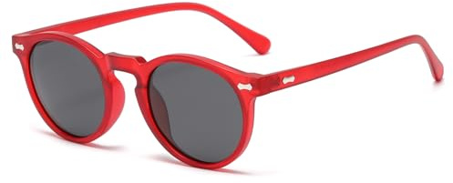 LJCZKA Retro Round Polarized Sunglasses Mens Womens UV400 Protection | Vintage Polarised Sunglasses Classic Trendy Circular Shades Unisex