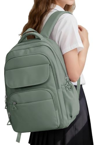 hapfoxx Sac à Dos D'école pour Fille Ado Sac à Dos Scolaire Collège Fille Cartable Sacs Universitaire Sacs a Dos Ordinateur Portable 15.6 Pouces Femme Casual Daypacks Work Travel Bookbag,Vert Armée