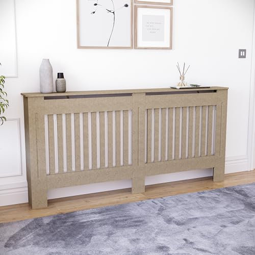 Vida Designs Chelsea Heizkörperverkleidung, extra groß, unlackiert, moderner Lattenheizschrank, einfache Selbstmontage, ideal für Wohnzimmer, Flur oder Badezimmer