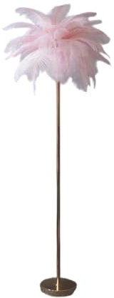Jatwefiv Natürlichen Straußenfedern 160cm Moderne Federn Stehlampe mit Fußschalter Federlampe Stehleuchte mit Federn Lampenschirm Für Deko Home Wohnzimmer Schlafzimmer warten,Rosa