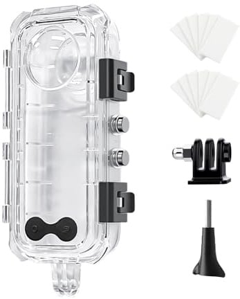 Wasserdichtes Gehäuse für Insta 360 X5 Action Kamera Tauchen, 45 m, unsichtbare Unterwasser-Schutzhülle für Insta360 X5 mit Halterungszubehör und Anti-Beschlag-Einsätzen