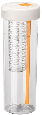 sourcing map Fruit Infuser Water Bottle 850ml / 29 oz Plastic LeakProof Shatter Proof Water Bottle with Foldable Straw for Gym Camping Travel Cold Drinks, White