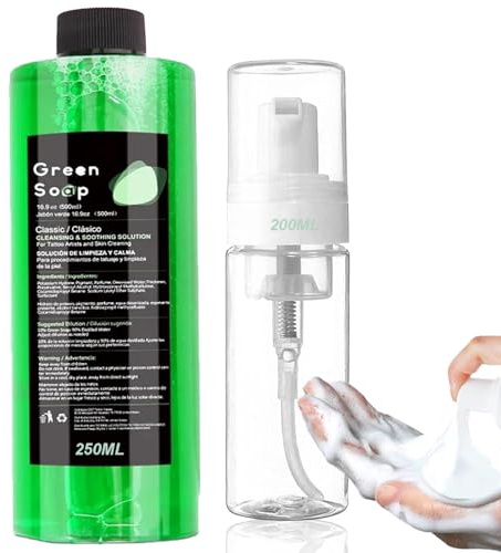 250ml Green Soap Tattoo Clean Kit Tattoo Soap Aftercare | Unihuby 250ml Concentrated Green Soap with Foaming Bottle 200ml Safe & Effective Cleaning Tattoos Aftercare Supplies Cleaning