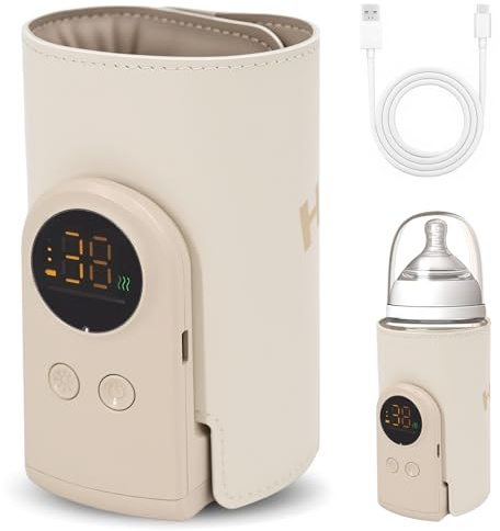 Scaldabiberon portatile con porta USB-C a 6 livelli di regolazione della temperatura (38-50°C), display LCD intelligente, ideale per riscaldare alimenti per neonati e alimenti per bambini. Un must per