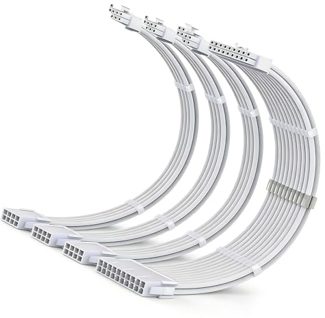 Kit De Extensión De Cable PSU: 18AWG Extensiones De Cables De PC, 30cm Cable De Extensión para PSU, Cables De Extensión De Fuente De Alimentación De Pc con Peines, 24PIN + 8(6+2) Pin + 8(4+4) Pin