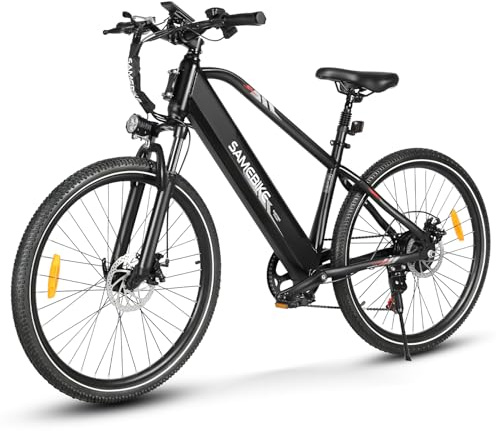 SAMEBIKE 27.5 Bicicletta elettrica per adulti con 540Wh batteria e display LCD E-Mountain Bike Autonomia di 90km 250W motore 50N·m coppia cambio a 7 marce Commuting bike a doppia sospensione(nero)