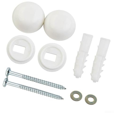 Kit d'ancrage au sol de WC avec boulons coudés pour montage sur cuvette et composants pour montage encastré et réduction des vibrations