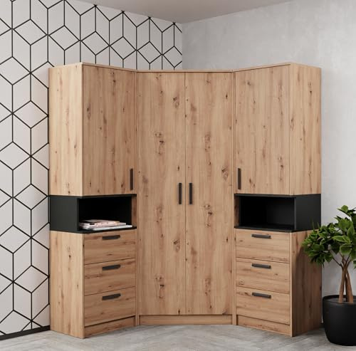 Marmex Meble Grant Möbelset Set 17A, Eckschrank Ragal, Schlafzimmer, Jugendzimmer, Arbeitszimmer
