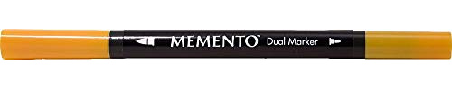 Tsukineko Memento Dual Tip Art Markers Orange, Cantaloupe, Vibrant Colouring Pen for Artists, Archival, Water-resistant, for Stamping, Calligraphy, Water Colouring, Embossing, and Mixed Media