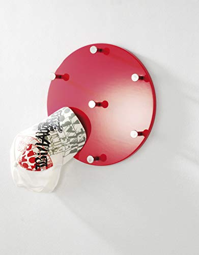 HAKU Möbel Wandgarderobe Chrom, rot, MDF, Metall - Maße: T 5 cm x Ø 35 cm, Style: Modern