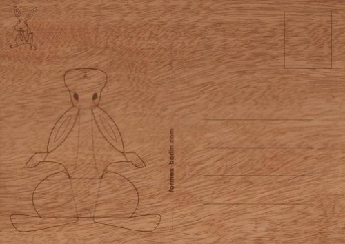 formes Berlin Bastel/Origami - Postkarte aus Holz, Zedernholz, Verschiedene Motive (Hase/Rabbit)