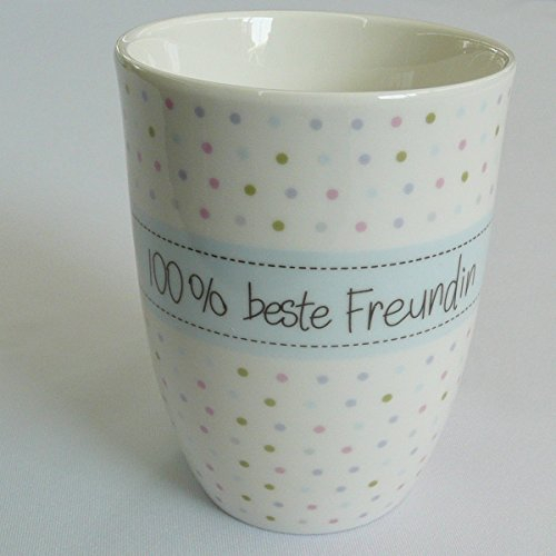 Mea-Living Tasse mit Henkel 100% BESTE FREUNDIN, 500ml, Becher mit Spruch, Geschenkidee für Freundinnen, Spruchtasse