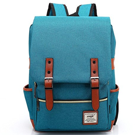 XibeiTrade Vintage Rucksack Herren Damen Unisex School Student Oxford Laptop Rucksack Retro Rucksäcke Schulrucksack Himmelblau