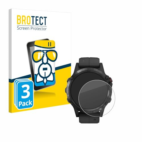 BROTECT Lámina Cristales para Garmin Fenix 5 Plus | (47 mm) 3 Unidades Transparente Protección Pantalla Made in Germany Dureza 9H Anti-Arañazos Protector Cristal