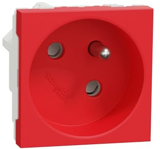 Schneider Electric - Unica - prise 2P+T - FR - 45° - goulotte - raccord rapide - Rouge - méca seul - NU304903T