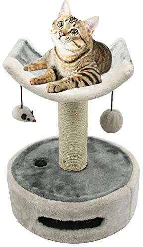 BPS Árbol Rascador Gato Juguete para Gatos con Bola Juguete Ratón y Parte Arco Superior Incluido Base de Juego Materiales Rugoso Tamaño 30 * 30 * 36 cm BPS-10724