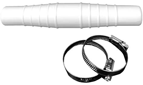 well2wellness® Weißer langer Schlauchverbinder für Ø 32-38mm Poolschlauch + 2 Schlauchschellen