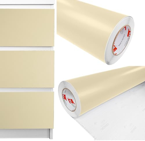 Möbelfolie selbstklebend 100x200 cm | Einfarbig Klebefolie für Möbel | Klebefolie Möbel - einfache Anwendung, ideal für die Renovierung von Küche oder Bad | Möbelfolie | Beige Matt