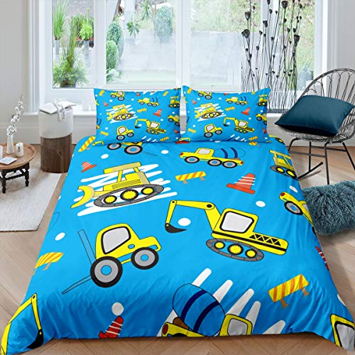 Juego de ropa de cama niños 3D excavadora creto camión funda de edredón junto de dibujos animados coche vehículo cubierta de edredón niños niñas ligero edredón colección dormitorio 2 piezas individual