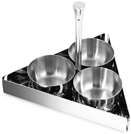 Zap Impex Steel Pickle Serving Bowls, 18/8 Stainless Steel, Silver, Large