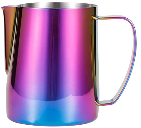 Jarra Para Espumar Leche, Colorida Taza De Acero Inoxidable Para Espumar Leche Jarra Cremera Contenedor De Leche Para Espumar Latte Cappuccino Latte Art (350ml/11.8oz)