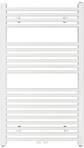 Aquabad Badheizkörper Virgo | Grösse: 60 x 100 cm | Heizleistung 413 Watt | Farbe: Weiß | Mittelanschluss 50mm | Handtuchhalter, Handtuchwärmer