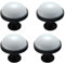 BOZONLI 4 Pack Ceramic Handles, Cupboard Handles, Door Knobs Drawer Handles Cabinet Drawer Cupboard Kitchen Ceramic Pull Handle, Black/White Porcelain, Single Hole