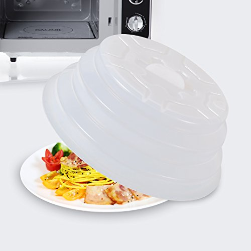 Kichwit Mikrowellentellerabdeckung aus Silikon, faltbar, 27,9 cm, Weiß
