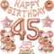 Luftballon 45. Geburtstag frau Rosegold deko Folienballon 45 jahre Geburtstags deko frau Rosegold set happy Birthday 45 Geburtstagsdeko frau Ballon 45 jahre Geburtstag Dekoration Frauen set（45）