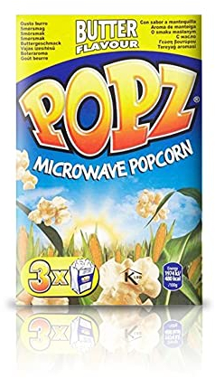 PopZ Mikrowellen-Popcorn-Butter, 3 x 90 g, 4 Stück