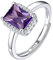 Suplight Damen Ringe aus 925 Sterling Silber Kristall Fingerring mit Geburtsstein Februar in Quadratschnittform Zirkonia Damenring Synthetischer Amethyst