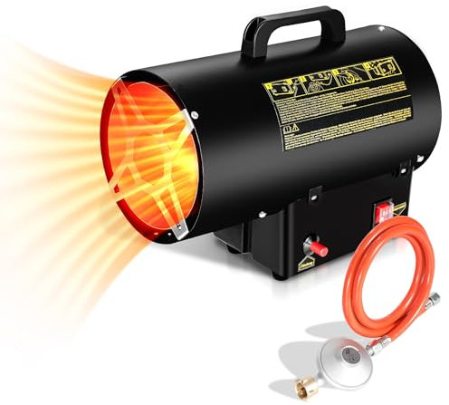 Randaco Régulateur de Pression de Gaz 10 kW Pour Bouteille 700mbar - Chauffage Soufflant Intérieur 150m² Pour Chantiers, Entrepôts Ventilés, Garages