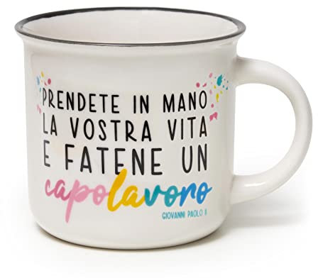 Legami - Cup Puccino, Tazza in Porcellana New Bone China, Tema Capolavoro, Buongiorno Collection, Capacità 350 ml, Lavabile in Lavastoviglie, Utilizzabile in Microonde