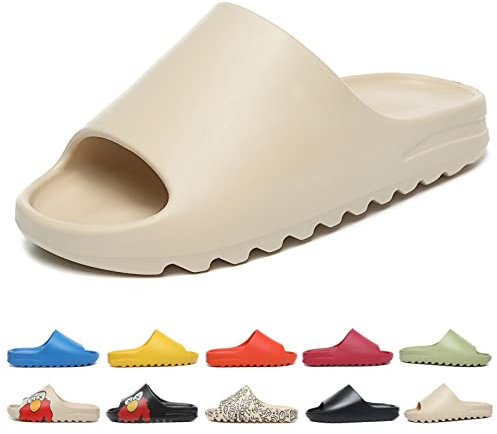 Claquette Antidérapant Homme Femme Pantoufles Confortable Léger Sandals Confortable Chaussures De Piscine Plage Adultes (Beige,8UK)