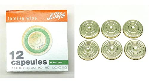 Le Parfait - Familia wiss - Boite de 12 Capsules Familia Wiss - 100mm - Vert & Sachet de 6 couvercles Familia Wiss - 100mm