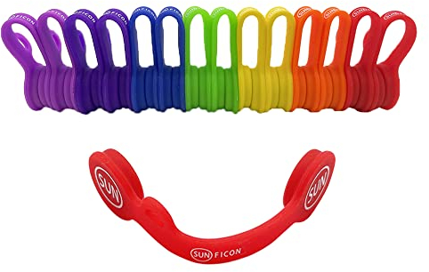 SUNFICON - Organizador de cables magnético arcoíris con clips para auriculares, cables, marcapáginas, pizarra, pizarra, tablero de anuncios, imanes de nevera, administrador de cables (14 unidades)