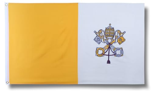 Sonia Originelli premium Fahne für jede Gelegenheit - hissfertig & wetterfest -Größe: ca. 90 x 150 cm, Farbe: Vatikan