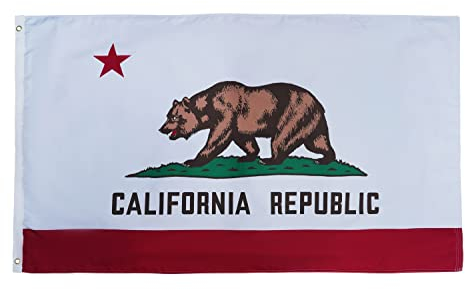 FRF FLAG Kalifornien-Flagge, 90 x 150 cm, Außenflagge, California Republic Flagge, doppelseitig, mit 2 Messingösen und 4 Reihen mit unteren Nähten