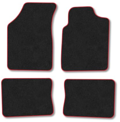 Renault Clio (1998-2005) Carpet Car Mats | Red Edge Trim Tailored Fit Floor Mats Full Coverage Protection Accessories Easy Clean Anti Slip Made in the UK