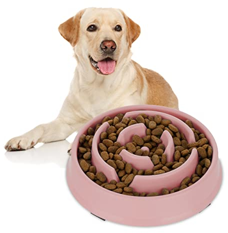 Relaxdays Slow Feeder Bowl, Pink, 400 ml