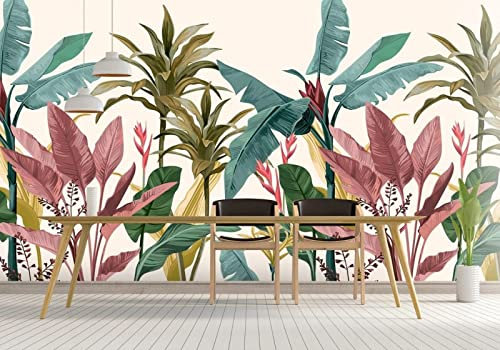 Papier Peint Panoramique Feuilles De Jungle Colorées Papier Peint 3D Intissé Decoration Murale Chambre Salon
