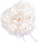 Anseom Rose Cuscino Portafedi a Forma di Cuore 19x18 cm con Strass Rosa - Scatola Nuziale Romantica per San Valentino (Bianco)